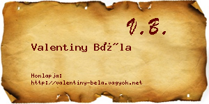 Valentiny Béla névjegykártya